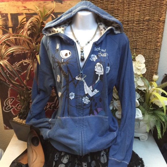 Disney Jack Sally Blue Zip Front Hoodie 